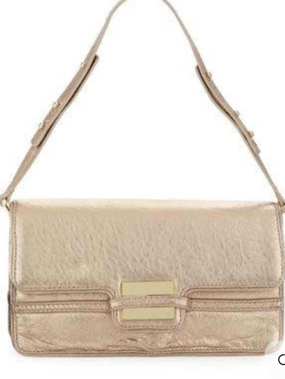 Z Spoke by Zac Posen Metallic Gold Crinkled Leather Shoulder Bag